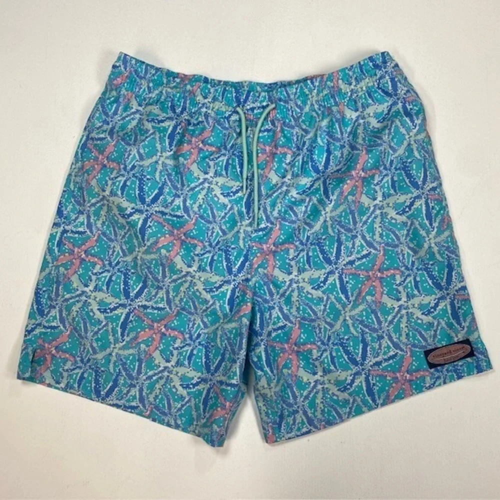 Vineyard Vines Mens XL Blue‎ Starfish Print Swim Trunks Shorts 3M001137 HOL 22